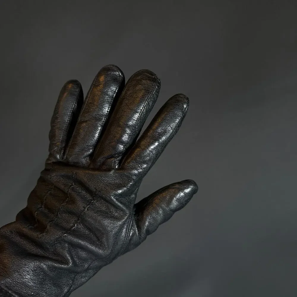 Wilsons Suede & Leather Black Gloves Size M Genuine Leather vintage